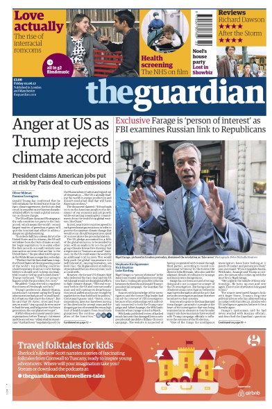 The Guardian Newspaper Front Page (UK) for 2 June 2017