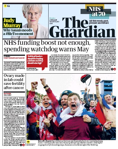 The Guardian Newspaper Front Page (UK) for 2 July 2018