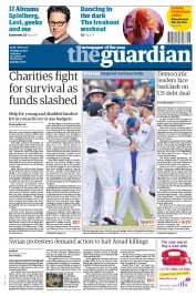 The Guardian Newspaper Front Page (UK) for 2 August 2011