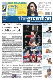 The Guardian (UK) Newspaper Front Page for 2 August 2014