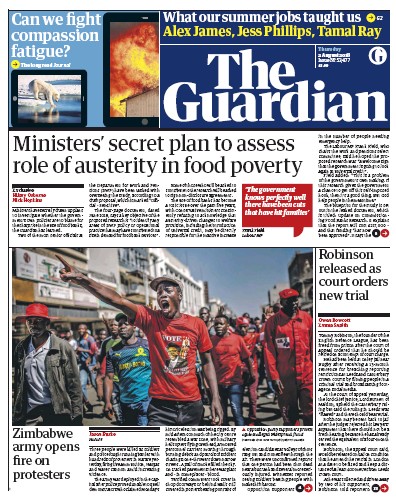 The Guardian Newspaper Front Page (UK) for 2 August 2018