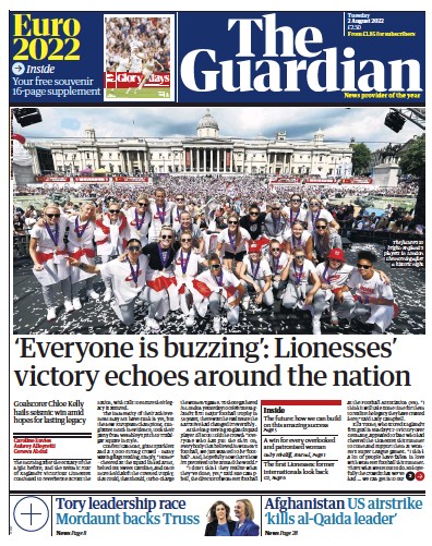 The Guardian Newspaper Front Page (UK) for 2 August 2022