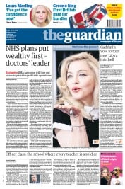 The Guardian (UK) Newspaper Front Page for 2 September 2011