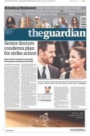 The Guardian (UK) Newspaper Front Page for 2 September 2016