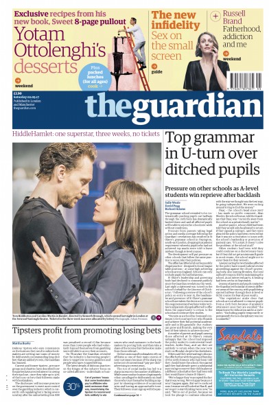 The Guardian Newspaper Front Page (UK) for 2 September 2017