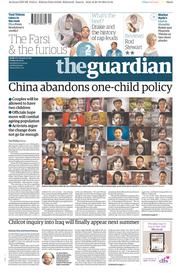 The Guardian (UK) Newspaper Front Page for 30 October 2015