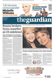 The Guardian (UK) Newspaper Front Page for 30 December 2016