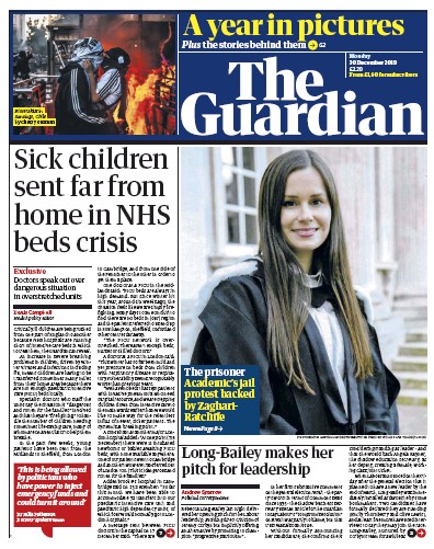 The Guardian Newspaper Front Page (UK) for 30 December 2019