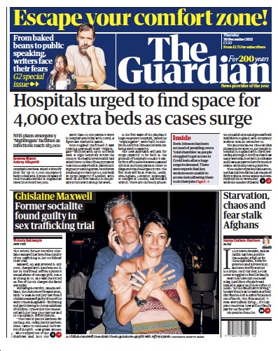 The Guardian Newspaper Front Page (UK) for 30 December 2021