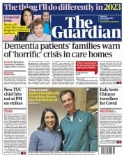 The Guardian (UK) Newspaper Front Page for 30 December 2022