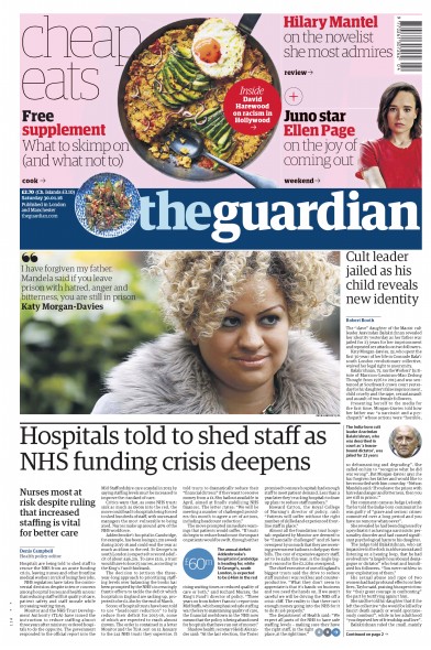 The Guardian Newspaper Front Page (UK) for 30 January 2016