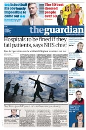 The Guardian Newspaper Front Page (UK) for 30 March 2013