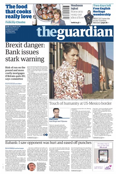 The Guardian Newspaper Front Page (UK) for 30 March 2016