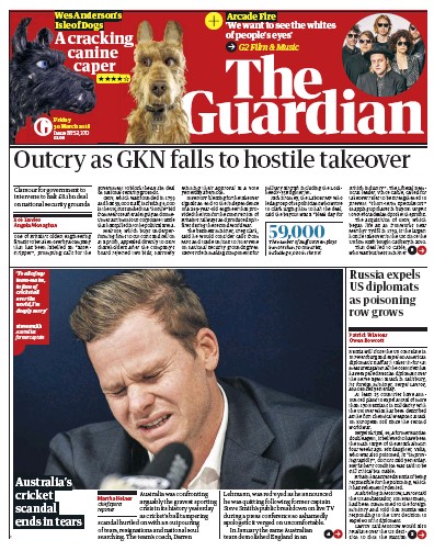 The Guardian Newspaper Front Page (UK) for 30 March 2018