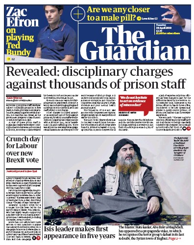 The Guardian Newspaper Front Page (UK) for 30 April 2019
