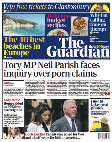 The Guardian Newspaper Front Page (UK) for 30 April 2022