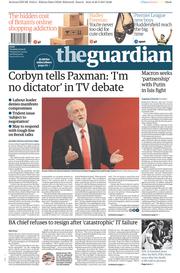 The Guardian (UK) Newspaper Front Page for 30 May 2017