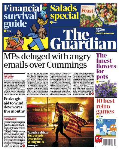 The Guardian Newspaper Front Page (UK) for 30 May 2020