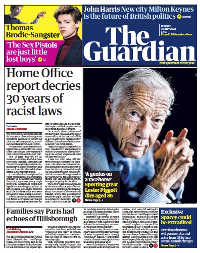 The Guardian Newspaper Front Page (UK) for 30 May 2022