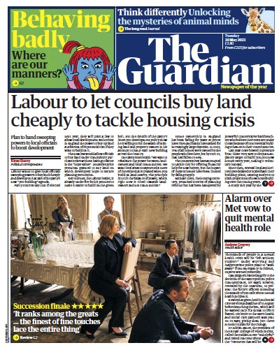 The Guardian Newspaper Front Page (UK) for 30 May 2023