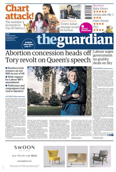 The Guardian Newspaper Front Page (UK) for 30 June 2017