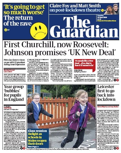 The Guardian Newspaper Front Page (UK) for 30 June 2020