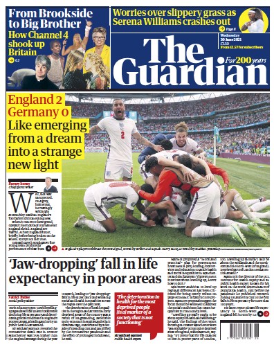 The Guardian Newspaper Front Page (UK) for 30 June 2021