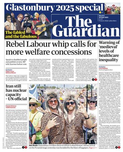 The Guardian Newspaper Front Page (UK) for 30 June 2025