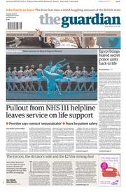 The Guardian Newspaper Front Page (UK) for 30 July 2013