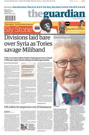 The Guardian (UK) Newspaper Front Page for 30 August 2013