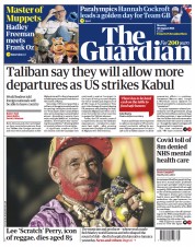 The Guardian (UK) Newspaper Front Page for 30 August 2021