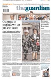 The Guardian Newspaper Front Page (UK) for 30 September 2013