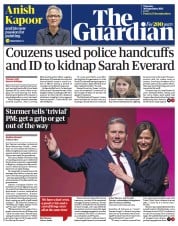 The Guardian (UK) Newspaper Front Page for 30 September 2021