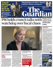 The Guardian (UK) Newspaper Front Page for 30 September 2022