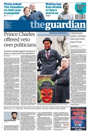 The Guardian Newspaper Front Page (UK) for 31 October 2011