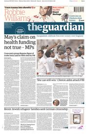 The Guardian (UK) Newspaper Front Page for 31 October 2016