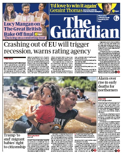 The Guardian Newspaper Front Page (UK) for 31 October 2018