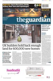 The Guardian (UK) Newspaper Front Page for 31 December 2015