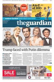 The Guardian (UK) Newspaper Front Page for 31 December 2016