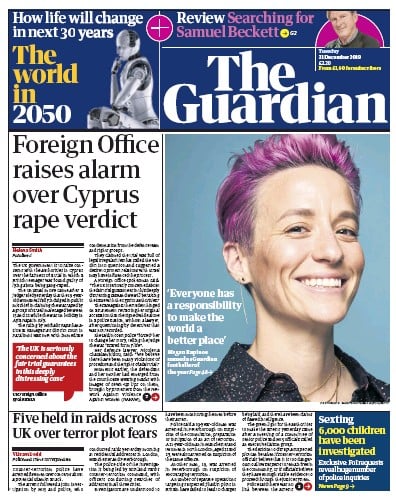 The Guardian Newspaper Front Page (UK) for 31 December 2019