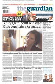 The Guardian Newspaper Front Page (UK) for 31 January 2014