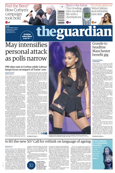The Guardian Newspaper Front Page (UK) for 31 May 2017