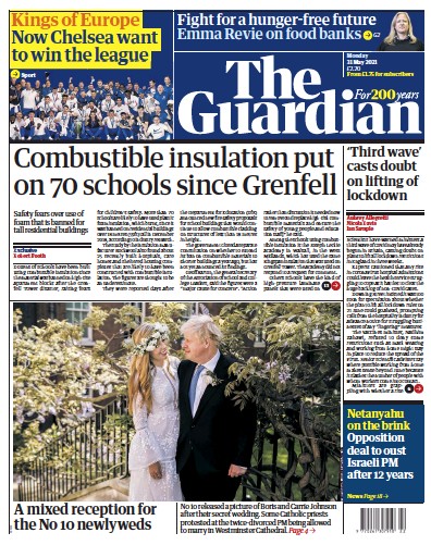 The Guardian Newspaper Front Page (UK) for 31 May 2021