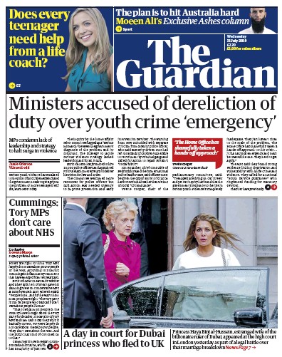 The Guardian Newspaper Front Page (UK) for 31 July 2019