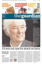 The Guardian (UK) Newspaper Front Page for 31 August 2013