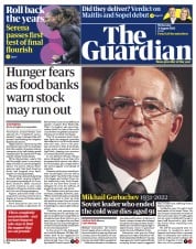 The Guardian (UK) Newspaper Front Page for 31 August 2022