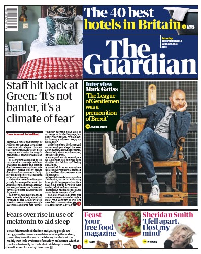 The Guardian Newspaper Front Page (UK) for 3 November 2018