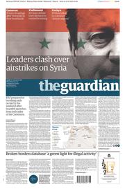 The Guardian (UK) Newspaper Front Page for 3 December 2015