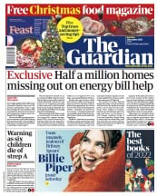 The Guardian front page for 3 December 2022