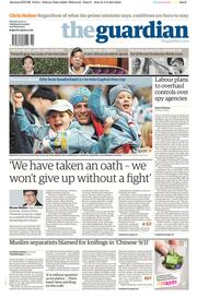 The Guardian (UK) Newspaper Front Page for 3 March 2014